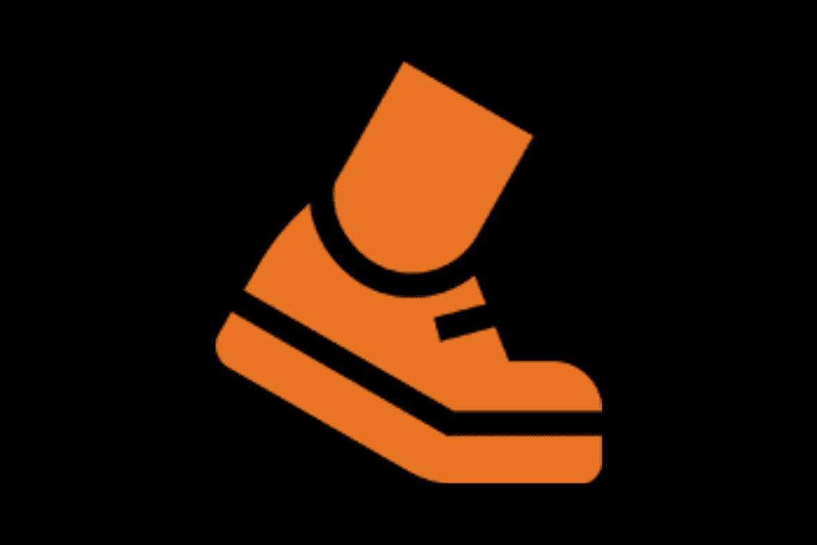 Orange foot in motion representing an evacuation